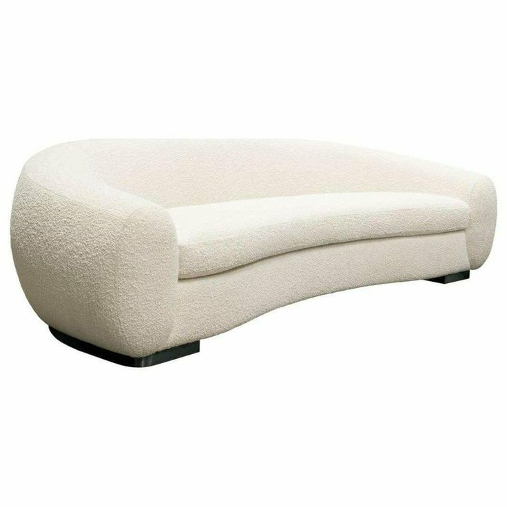 Sofa In Bone Boucle Textured Fabric Contoured Arms & Back | Curved Sofa ... inside Pascal Sofa In Bone Boucle Textured Fabric Contoured Arms & Back