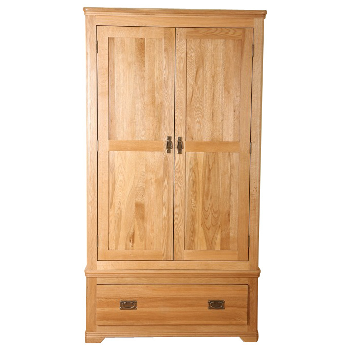 Solid Wood Oak Furniture Natural Color 2 Door Wardrobe - Solid Wood Furniture And Solid Oak ... within Oak Solid Wood Wardrobe Bookcase, Natural Wood Color / Feetless High Wardrobe