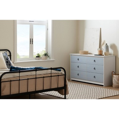South Shore 6 Drawer Double Dresser White Pine: Farmhouse Style, Metal ... throughout South Shore Ulysses 6-Drawer Double Dresser, Blueberry
