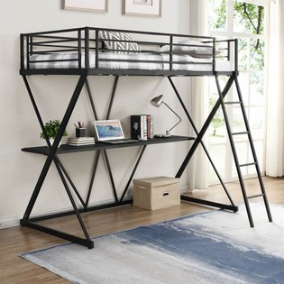 Steel Twin Size Loft Bed X-Shaped Frame With Desk Black with Understanding the Benefits of a Black Metal Twin Loft Bed for Kids and Teens