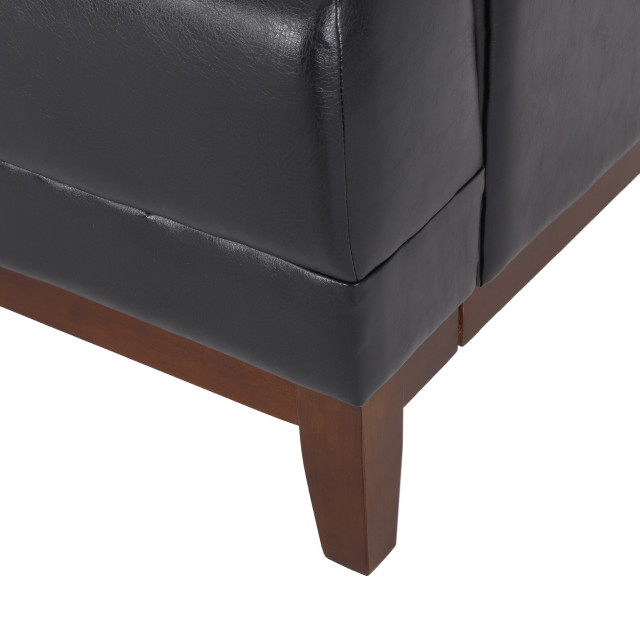 Stefan Mid Century Faux Leather Tufted 3 Seater Sofa - Transitional ... intended for The Art of Seating How the Marengo Sofa Elevates Your Living Space