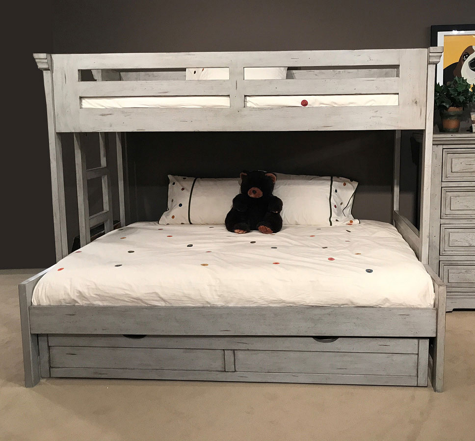 Stonebrook Twin Over Full Bunk Bed (Antique Gray) American Woodcrafters ... intended for Durable and Stylish Metal Twin Over Twin Bunk Beds Explained