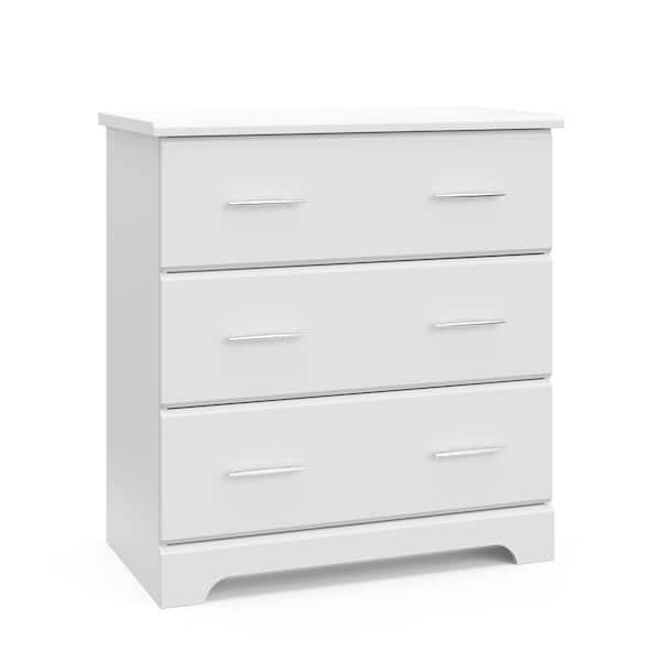 Storkcraft Brookside 3-Drawer White Chest 33.42 In. H X 31.50 In. W X ... with regard to Stork Craft Usa Brookside 4 Drawer Chest In White