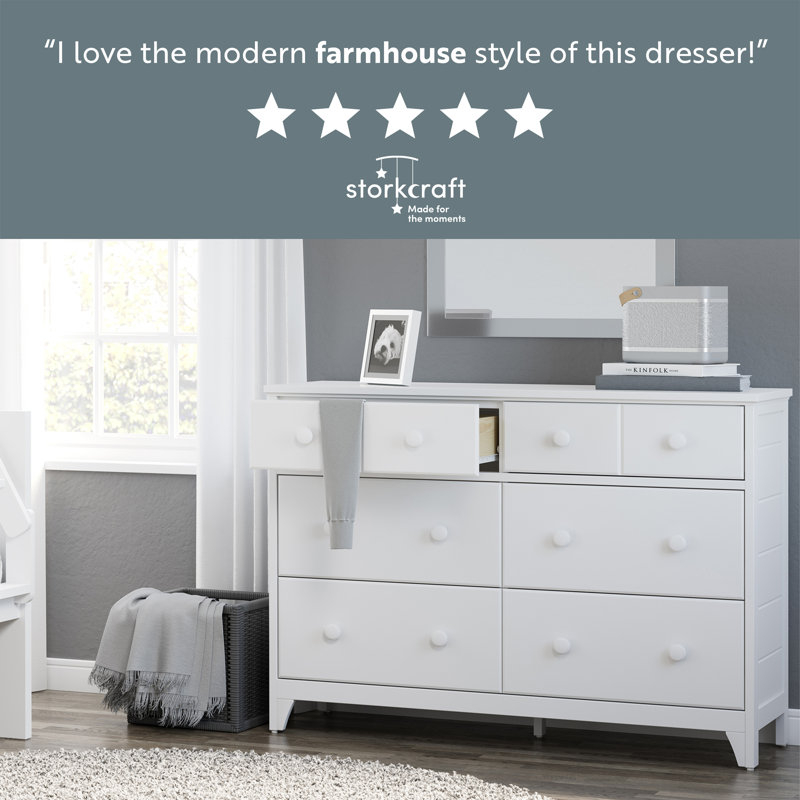 Storkcraft Moss 6 Drawer Double Dresser & Reviews | Wayfair with Creating a Serene Nursery with the Storkcraft Moss White Double Dresser