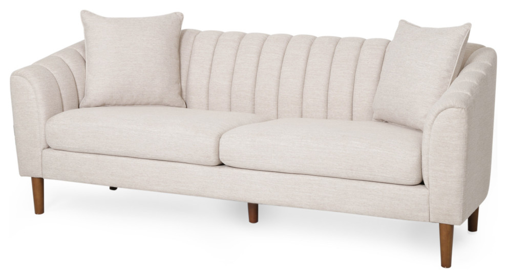 Susan Contemporary Fabric 3 Seater Sofa - Midcentury - Sofas - By ... pertaining to Susan Contemporary Fabric 3 Seater Sofa, Charcoal + Dark Walnut