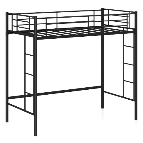 Tangkula Metal Twin Size Loft Bed Heavy Duty Loft Bed Frame With Safety ... with regard to Adrian Metal Twin Size Loft Bed, Black