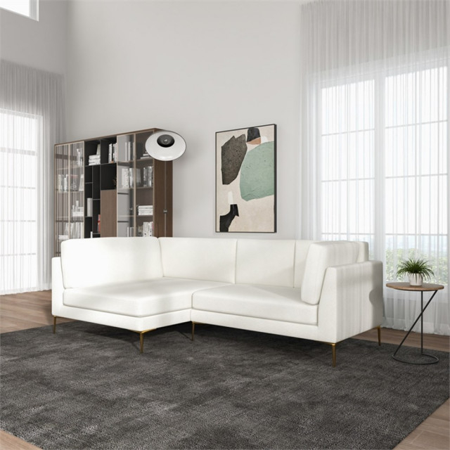 Theodore Living Room Pillow Back Beige Boucle Fabric Left-Facing ... for Theodore Living Room Pillow Back Beige Boucle Fabric Left-Facing Sectional Sofa