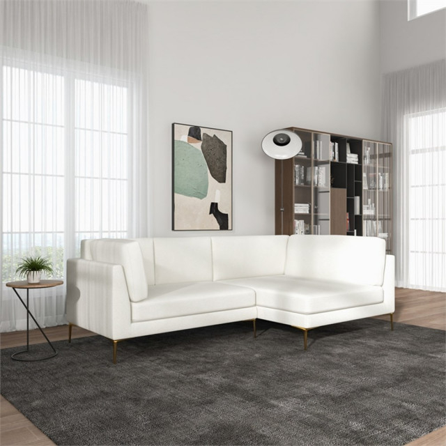 Theodore Living Room Pillow Back Beige Boucle Fabric Right-Facing ... pertaining to Making the Most of Your Theodore Sectional Finding the Perfect Layout