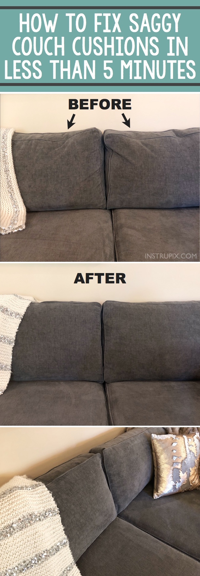 Tip: How To Easily Fix Saggy Couch Cushions - Instrupix with regard to How To Extend The Life Of Your Sofa