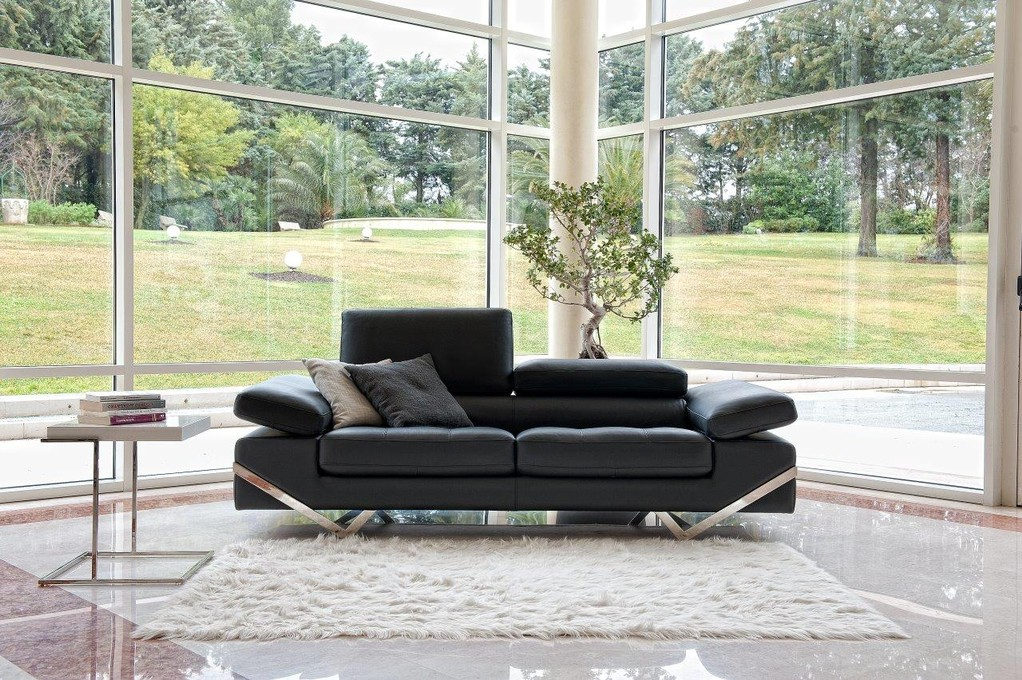 Top Grain Italian Leather Contemporary Sofa Set Calabasas Ventura Santa ... in Italian Designer Leather Sofa For Luxury Homes