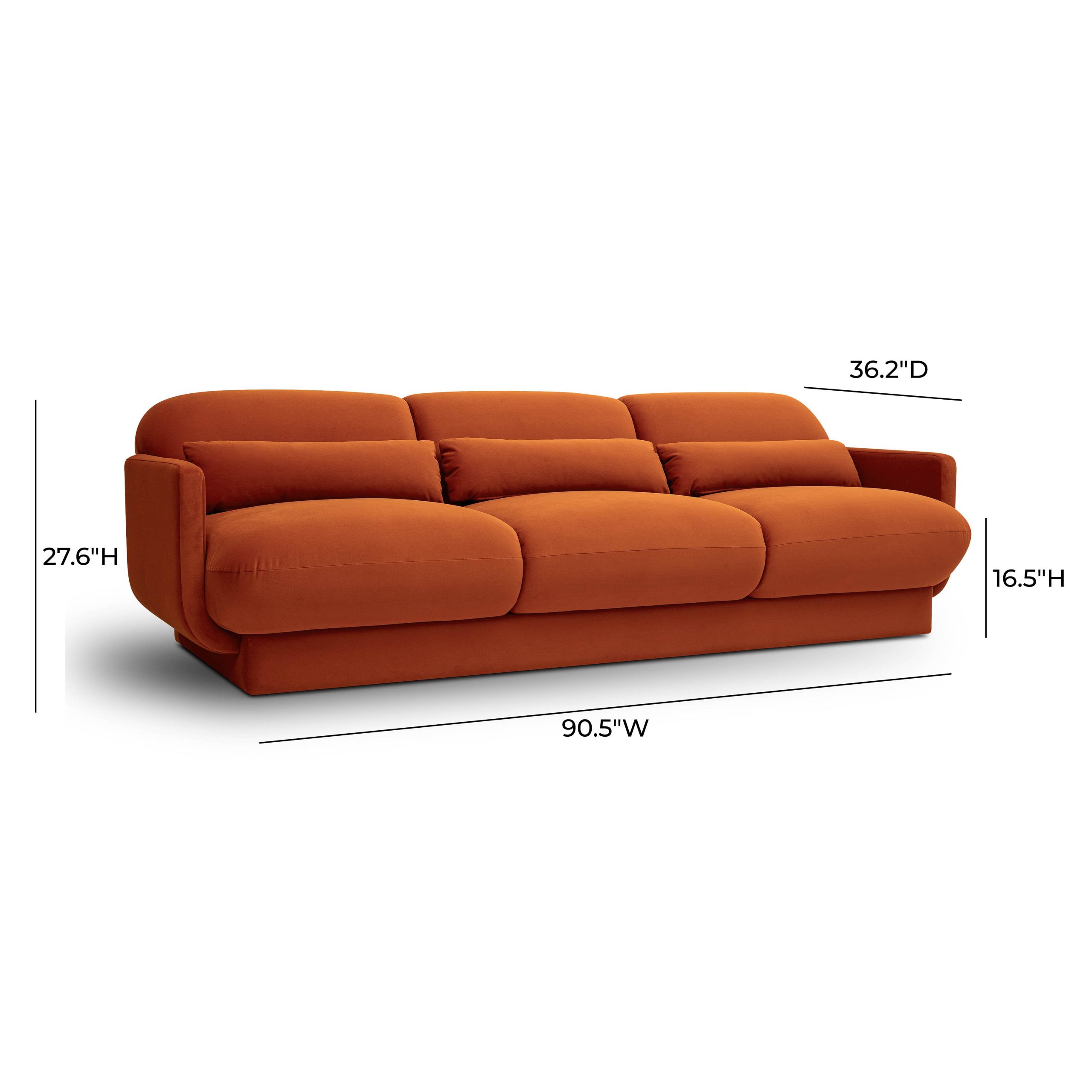 Tov Furniture Azalea Rust Orange Velvet Sofa | Wayfair within Rust's Enduring Appeal Azale Sofa A Deep Dive