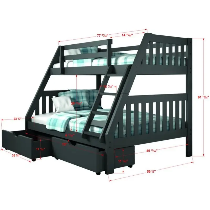 Twin And Full Mission Bunk Bed Withdual Under Bed Drawers - Vigshome with Twin/Full Louver Bunk Bed Withdual Under Bed Drawers