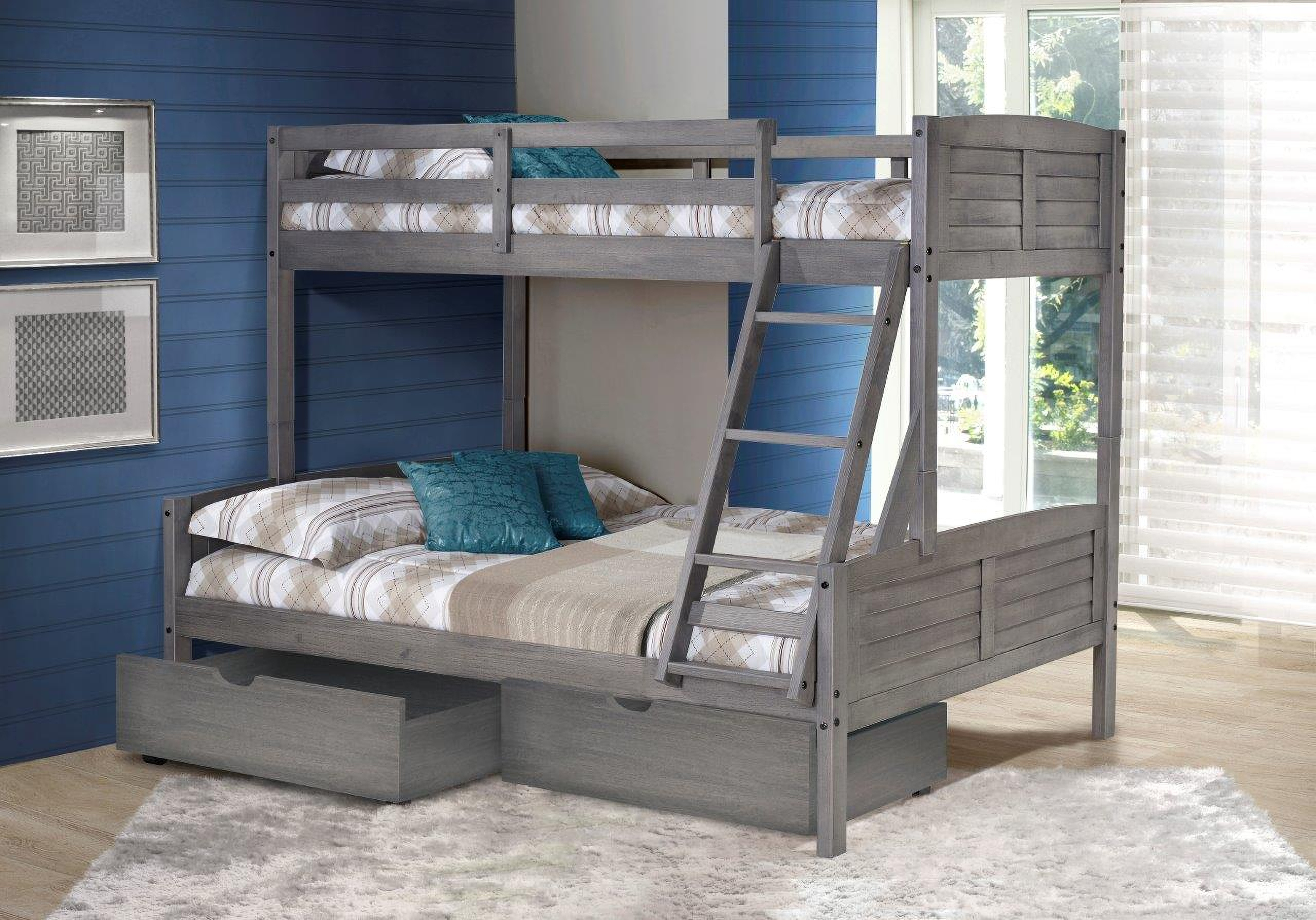 Designing Kid-Friendly Rooms The Versatility of Twin/Full Louver Bunk Beds With Dual Under Bed Drawers