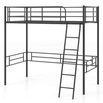 Twin Size Metal Loft Bed With Desk And Metal Grid, Stylish Metal Frame ... regarding Understanding the Benefits of a Black Metal Twin Loft Bed for Kids and Teens