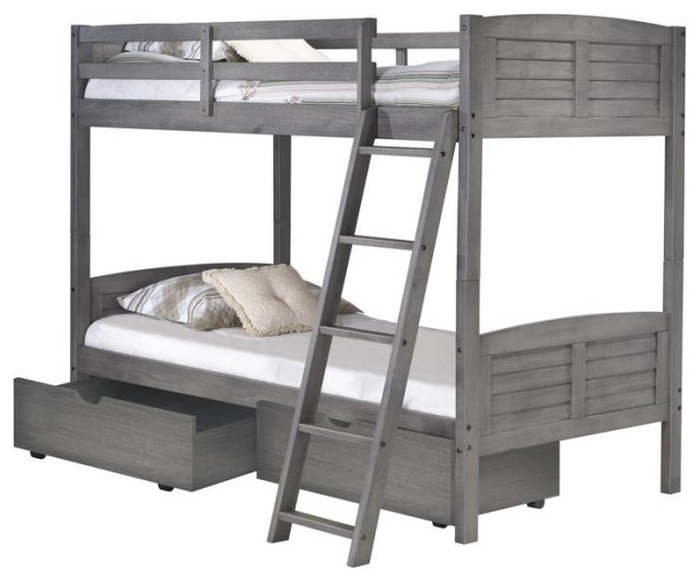 Twin/Twin Louver Bunk Bed Withdual Under Bed Drawers - Transitional - Bunk Beds - By Bisonoffice ... for Twin/Full Louver Bunk Bed Withdual Under Bed Drawers