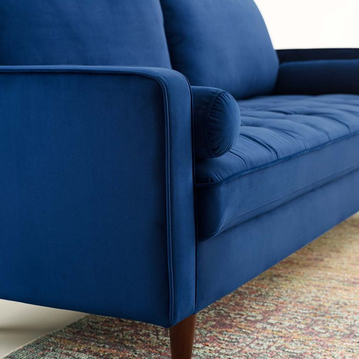 Valour Performance Velvet Sofa In Navy | Velvet Sofa, Contemporary ... regarding Indicate Performance Velvet Sofa, Navy