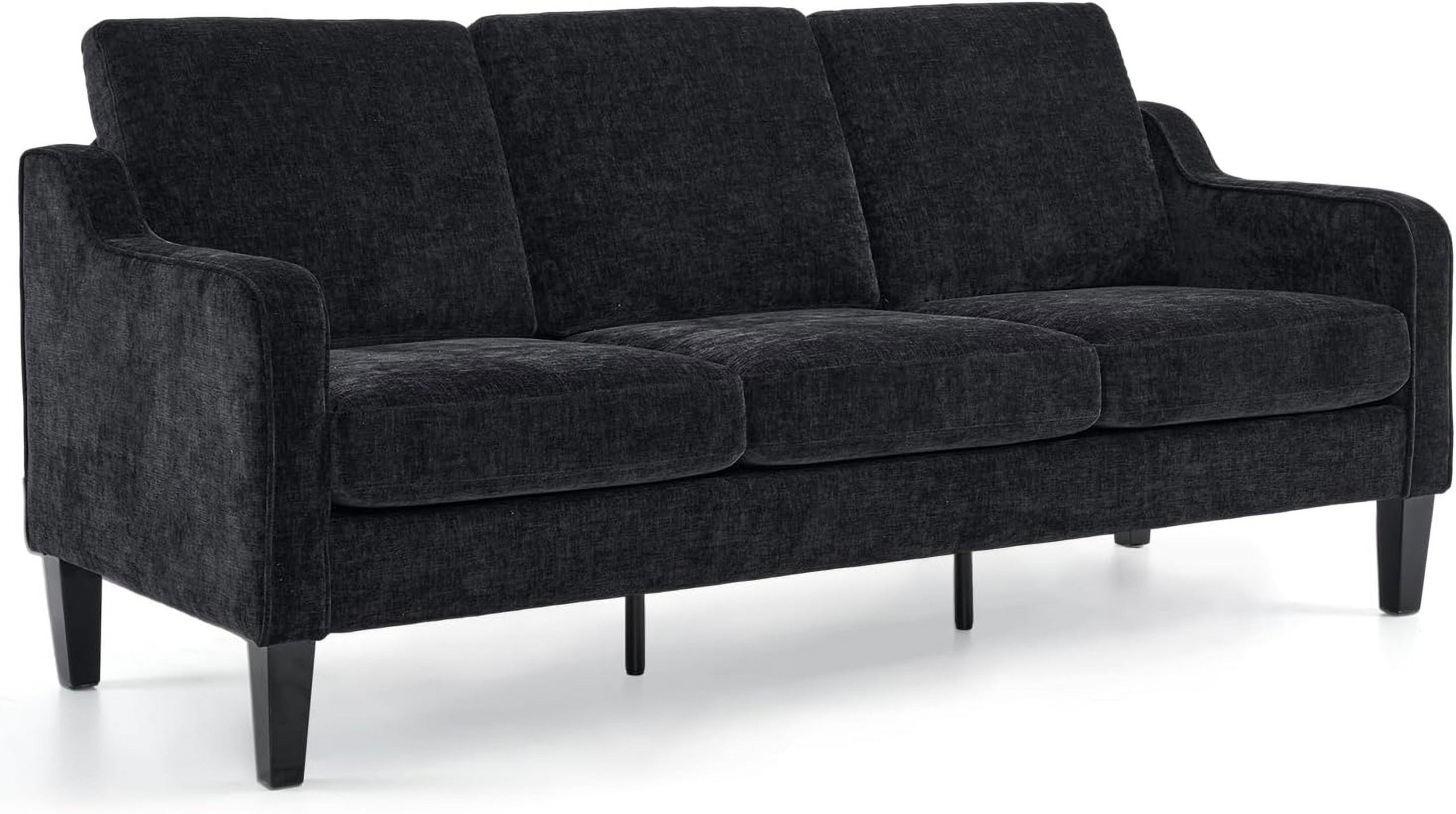 Vingli Modern Chenille 71" Comfy 3 Seater Floor Sofa, Black - Walmart.com within Daphne Upholstered Chair/Loveseat/Sofa, Black, Chenille Fabric, Sofa