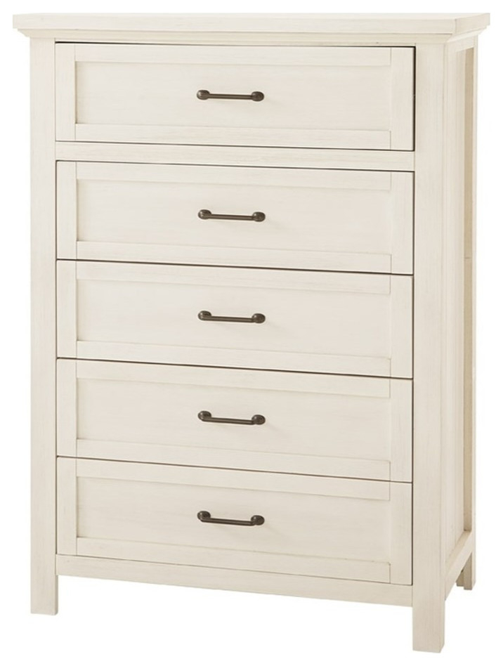 Westwood Design Westfield Traditional 5 Drawer Chest In Brushed White Finish - Transitional ... intended for Westwood Design Westfield Traditional Chifforobe In Brushed White Finish