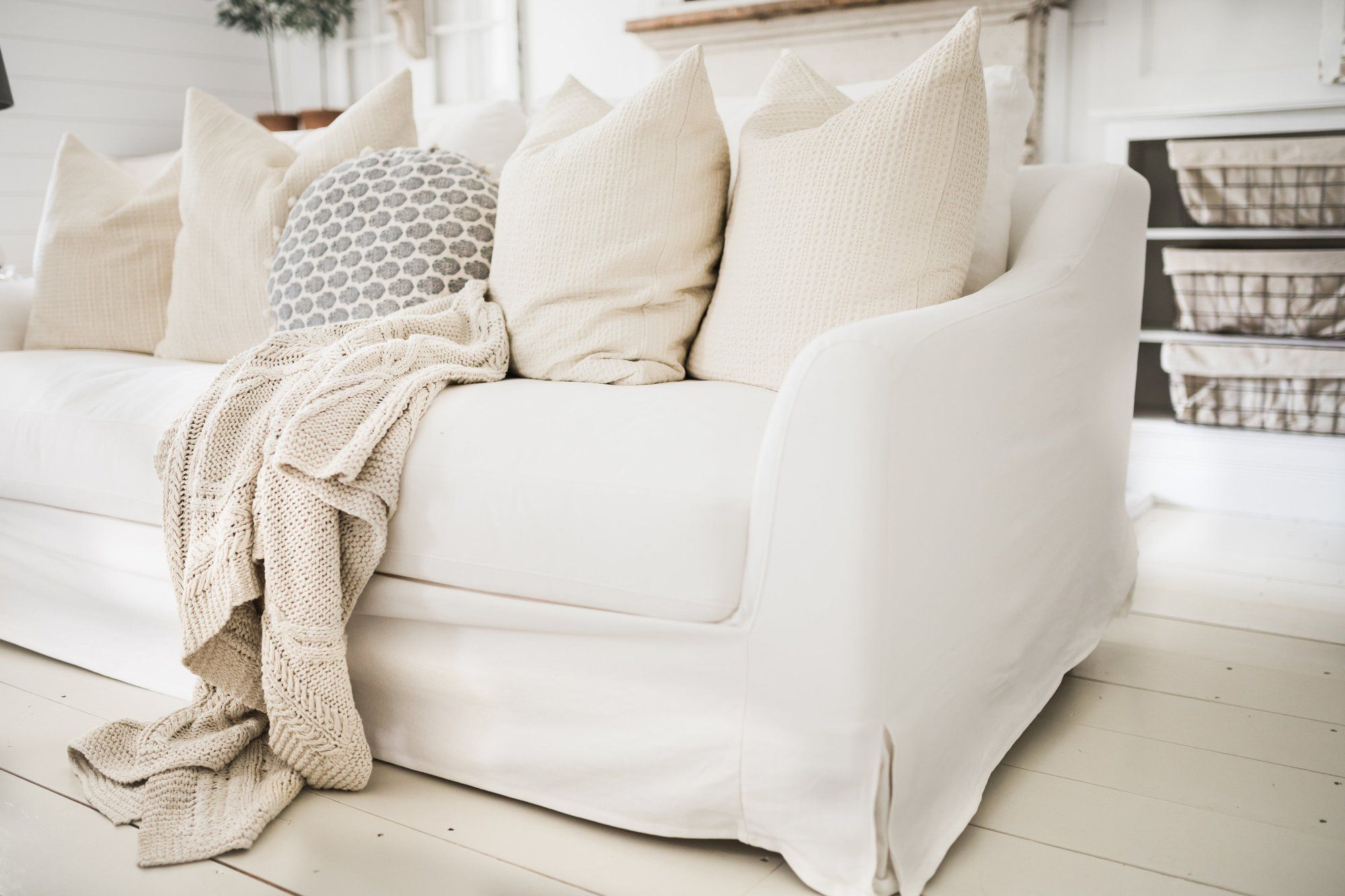 Where To Find The Perfect Farmhouse Slipcovers | White Slipcovers ... regarding How to Care for and Maintain Your Farmhouse Style Slipcovered Sofa Set