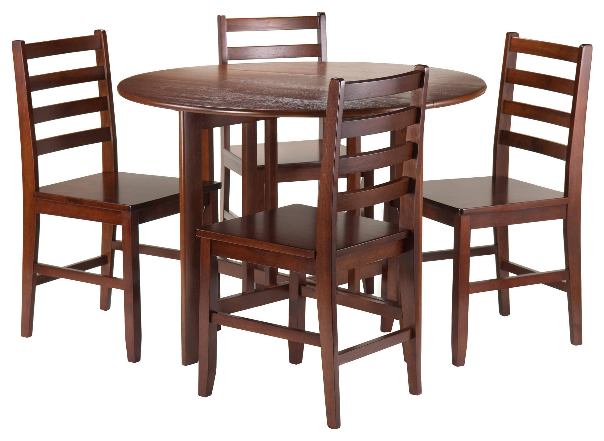 Winsome Wood Alamo 5-Pc Round Drop Leaf Table With 4 Hamilton Ladder ... regarding Winsome Wood Kingsgate 5-Pc Dining Table With 4 Hamilton Ladder Back Chairs