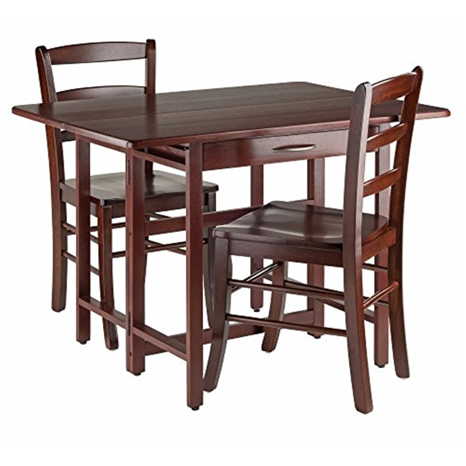 Winsome Wood Taylor 3-Pc Drop Leaf Dining Table With 2 Ladder Back Chairs, Walnut - Walmart.com pertaining to Winsome Wood Hamilton 5-Pc Drop Leaf Dining Table With 4 Ladder Back Chairs