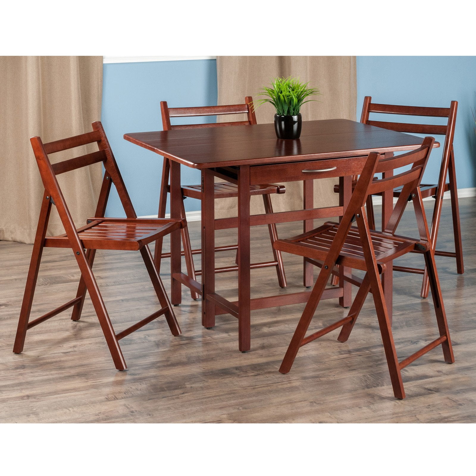 Winsome Wood Taylor 5-Pc Drop Leaf Dining Table With 4 Foldable Chairs ... regarding Winsome Wood Hamilton 5-Pc Drop Leaf Dining Table With 4 Ladder Back Chairs