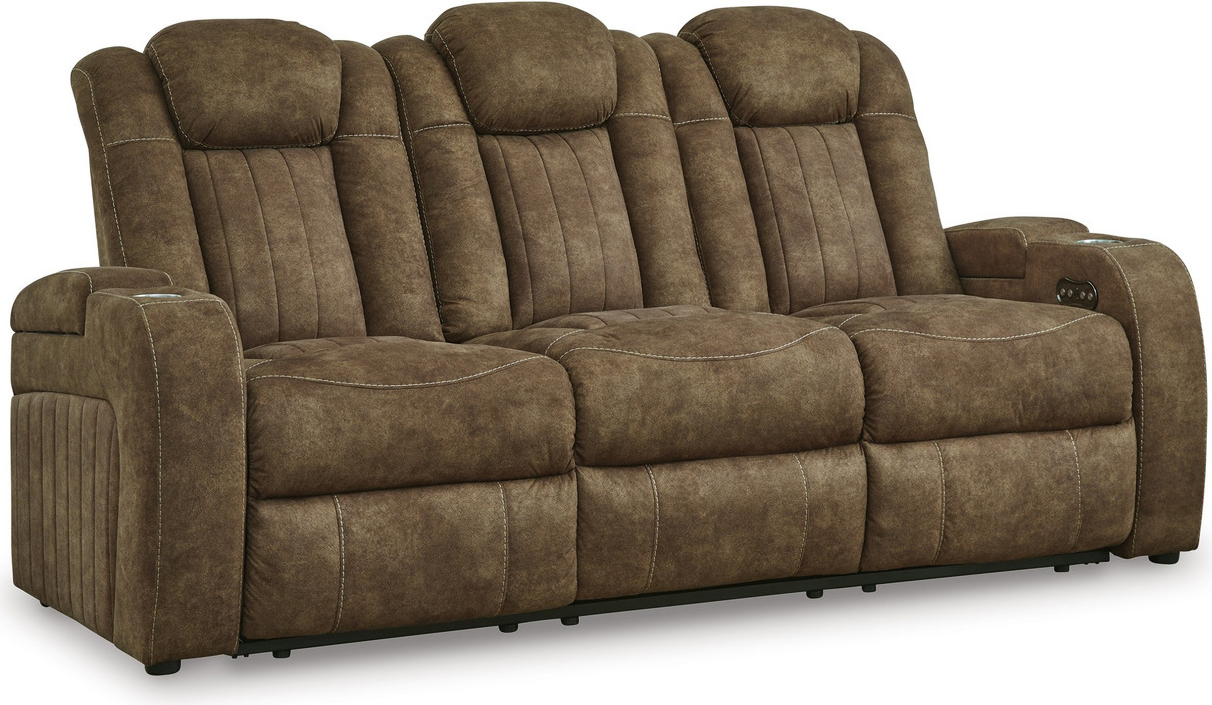 Wolfridge Brindle Power Recliner Sofa With Adjustable Headrest By ... in Sofa With Adjustable Headrest And Recliner