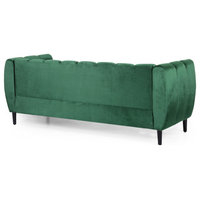 Yuma Modern Velvet 3 Seater Sofa - Midcentury - Sofas - By Gdfstudio ... regarding Yuma Modern Velvet 3 Seater Sofa, Black/Dark Brown