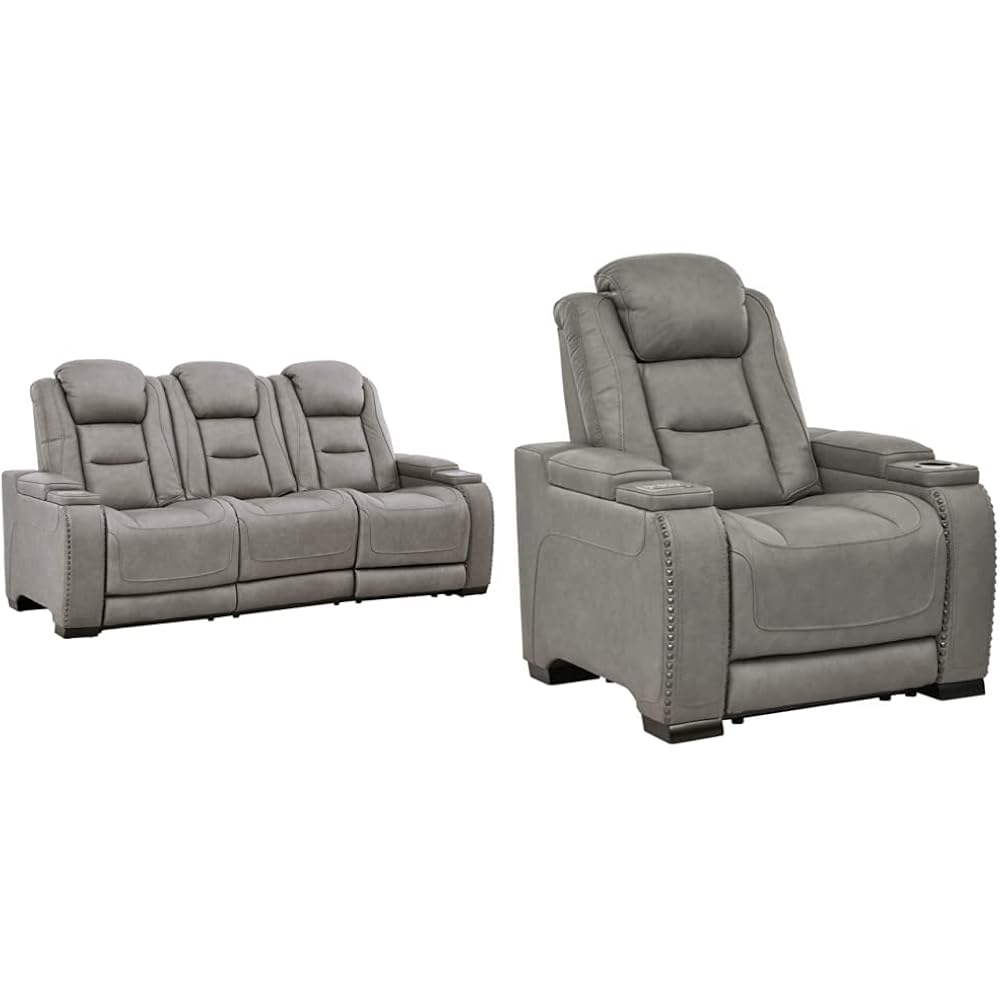 $117/Mo - Finance Signature Design By Ashley The Man-Den Leather Power ... with Design considerations for selecting the perfect gray upholstered recliner for your home