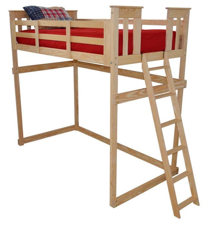 #3320 - Twin Loft Bed With End Ladder - Versaloft Beds for Mission Loft Bed, Unfinished, Full, Side Ladder