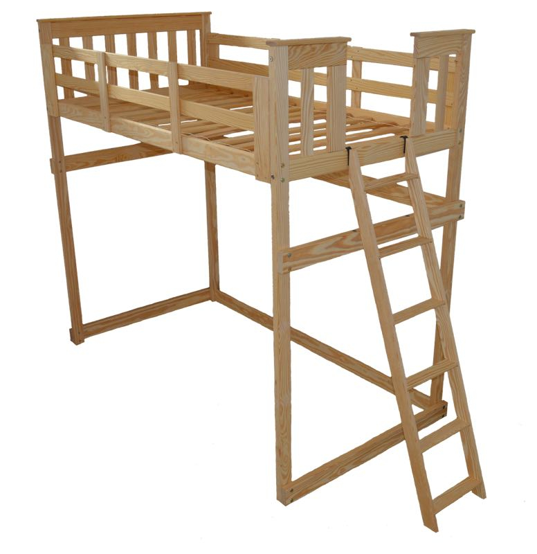 #3320 - Twin Loft Bed With End Ladder - Versaloft Beds within Mission Loft Bed, Unfinished, Full, Side Ladder