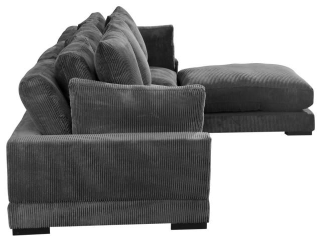 4 Pc Grey Corduroy Large Nook Reversible Modular Sectional Sofa ... for How corduroy fabric transforms living room aesthetics