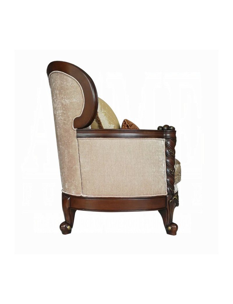 50685 Fabric Dark Walnut Finish Living Room Devayne Collection By Acme ... within Acme Devayne Sofa With 6 Pillows, Fabric And Dark Walnut