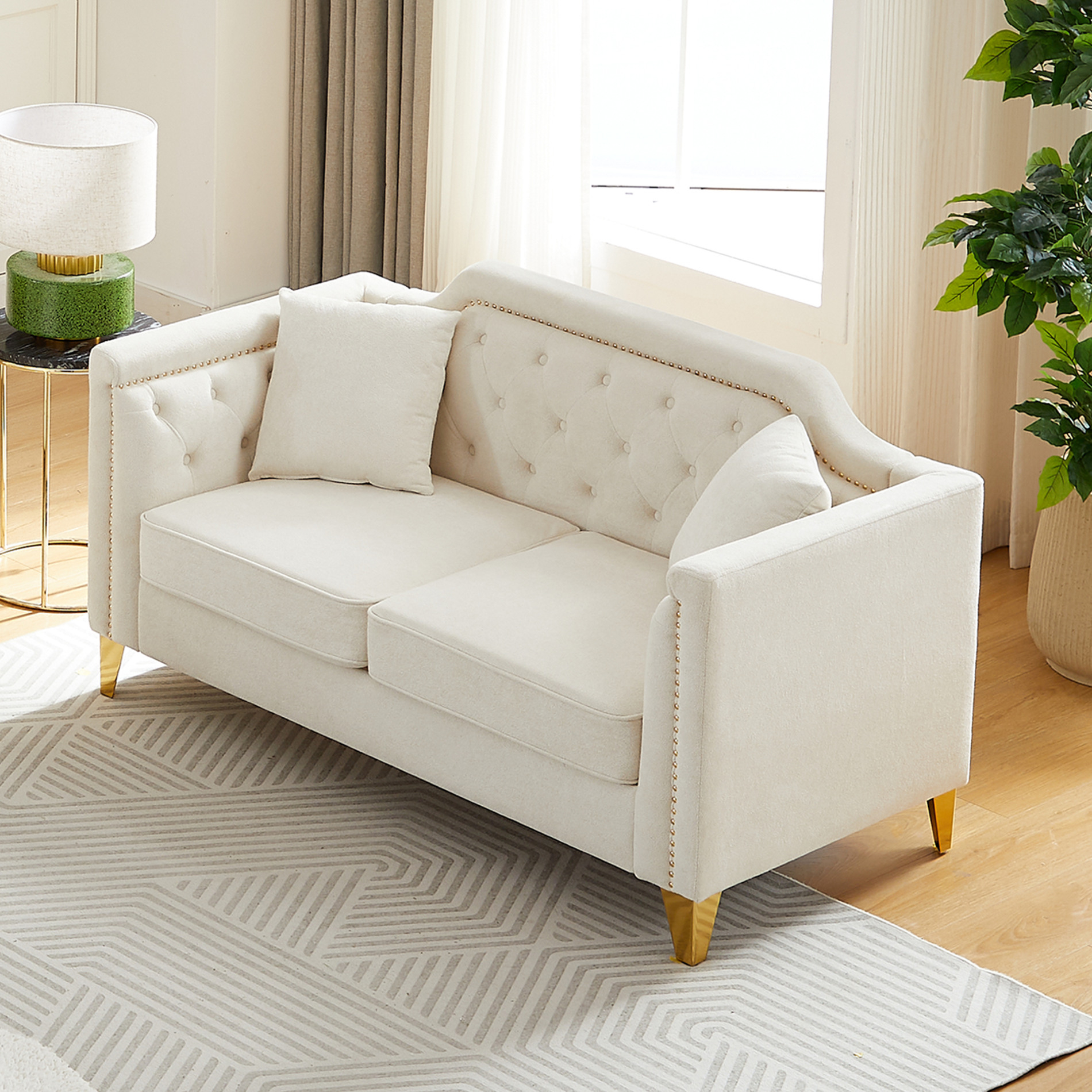 61.5" Sofa, Mid-Century Sofa Couch With Chenille Fabric Upholstered ... in How Mid-Century Sofa Couches Define Modern Living Spaces