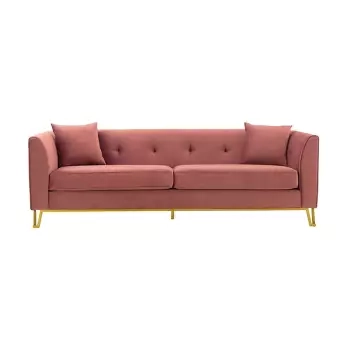 90" Everest Fabric Upholstered Sofa Gray/Gold - Armen Living : Target throughout The Evolution of Living Room Comfort Through Sofa Innovation
