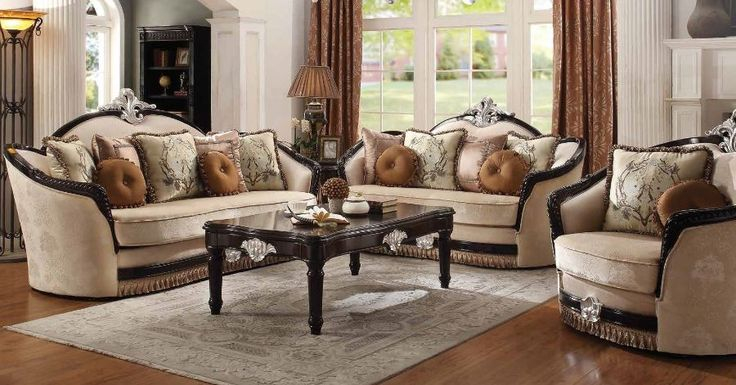 Acme 52110-11 2 Pc Astoria Grand Mcclellan Ernestine Black Finish Wood ... within Acme Ernestine Sofa With 7 Pillows, Tan Fabric And Black