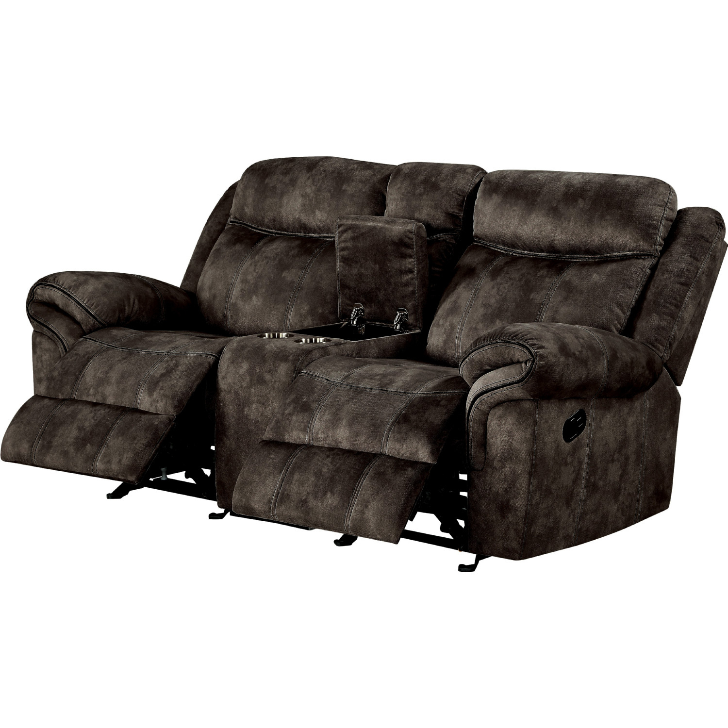 Acme 55021 Zubaida Loveseat W/ Usb Dock & Console In Chocolate Brown Velvet pertaining to Acme Zubaida Sofa With Usb Dock And Console, 2-Tone Chocolate Velvet