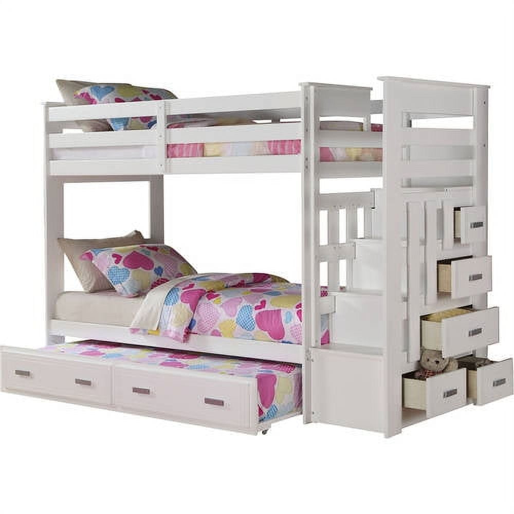 Acme Allentown Twin Over Twin Bunk Bed With Storage, White - Walmart.com in Acme Cedro T/T Bunk Bed, Weathered White Finish