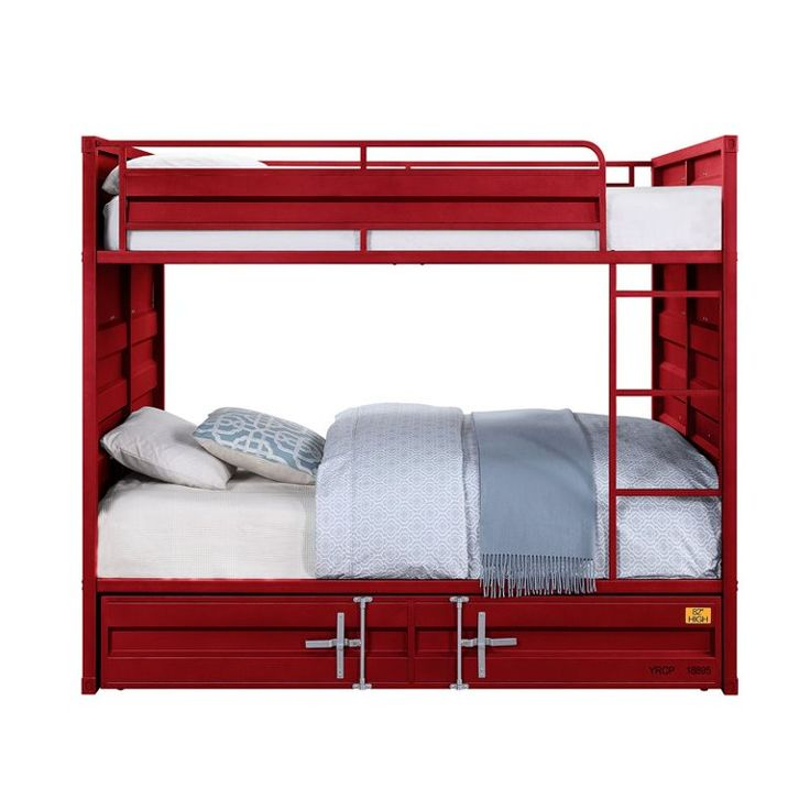 Acme Cargo Full Over Full Bunk Bed In Red - Walmart.com with regard to Acme Cargo Twin Loft Bed With Slide, Red