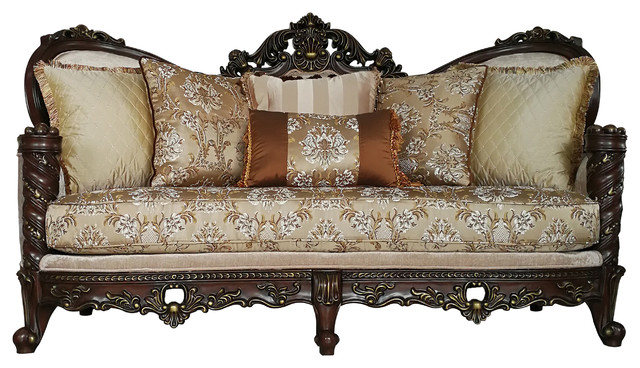 Exploring the Features of the ACME Devayne Sofa with 6 Pillows Fabric and Dark Walnut