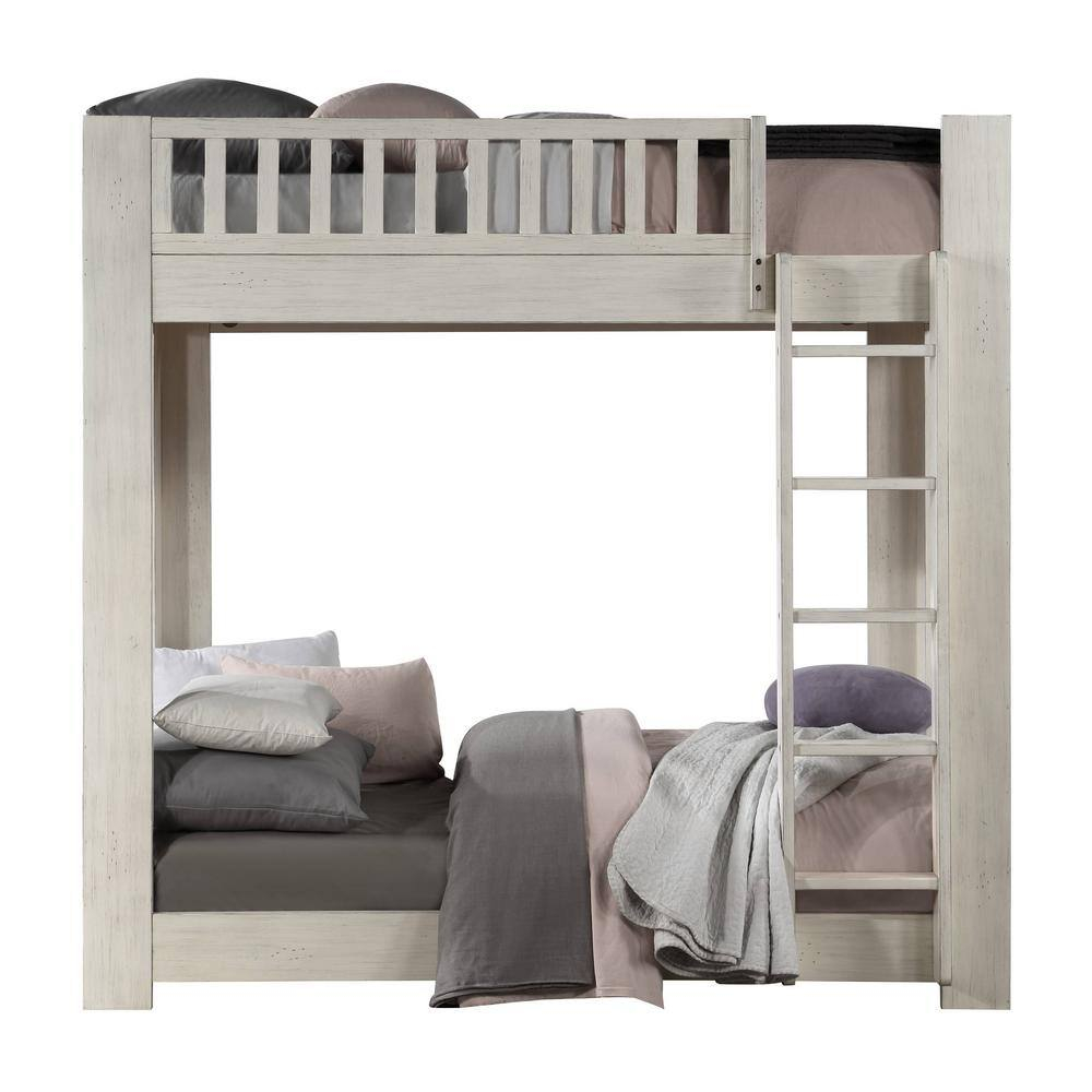 Acme Furniture Cedro Weathered White Twin Over Twin Bunk Bed Bd00612 ... within Acme Cedro T/T Bunk Bed, Weathered White Finish