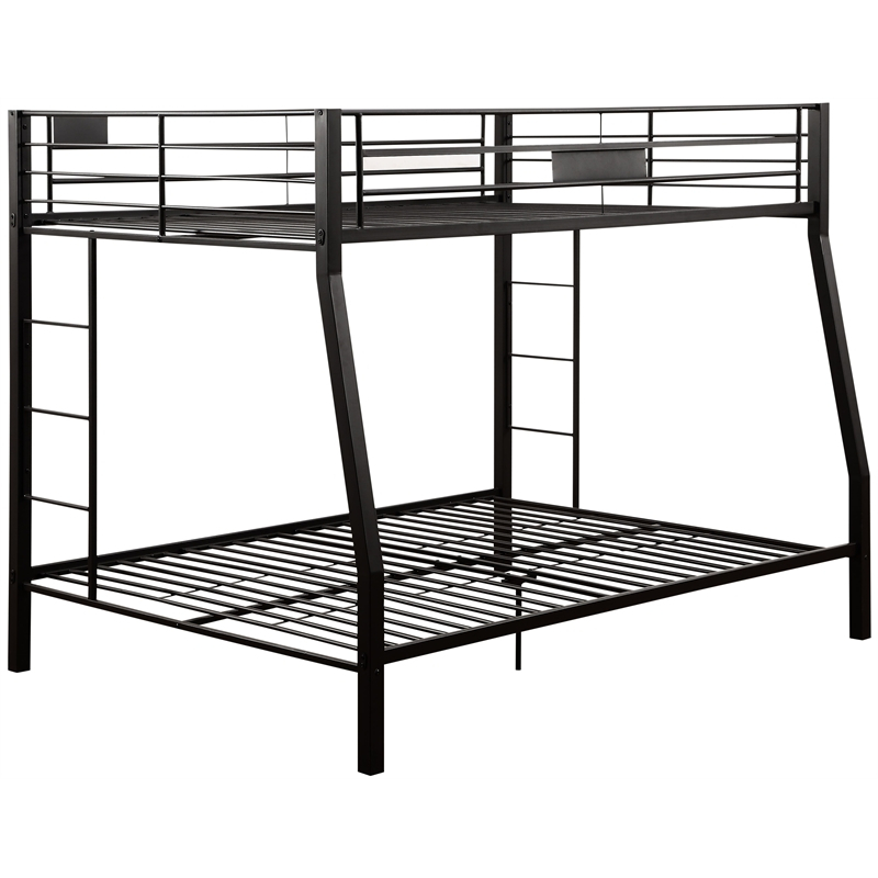 Acme Limbra Metal Frame Full Xl Over Queen Bunk Bed With Ladder In ... throughout Acme Limbra Metal Frame Full Xl Over Queen Bunk Bed With Ladder In Sandy Black