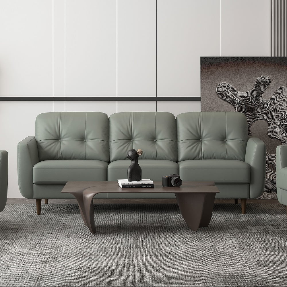 Acme Radwan Tufted Leather Sofa In Pesto Green - Walmart Business Supplies pertaining to Acme Radwan Sofa, Caramel Leather