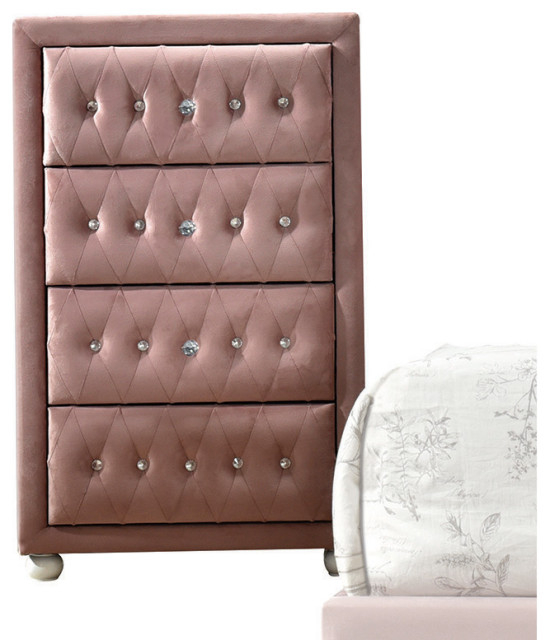 Acme Reggie Chest Pink Fabric - Eclectic - Dressers - By Amoc | Houzz with regard to Understanding the Legacy of ACME Reggie Dresser and His Impact on Textile Innovation