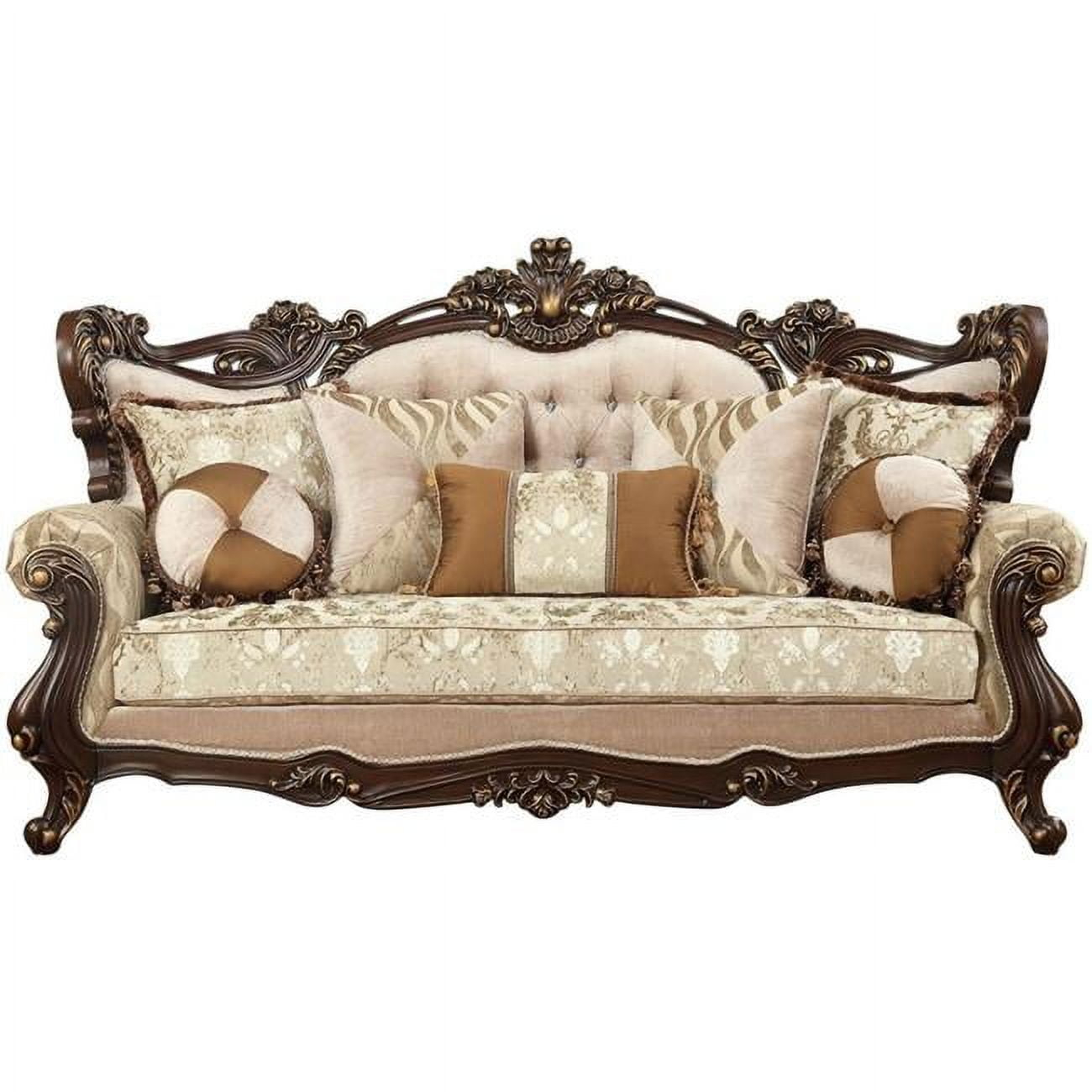 Acme Shalisa Fabric Tufted Sofa With 7 Pillows In Walnut - Walmart.com pertaining to A Deep Dive into the ACME Ranita Sofa With 7 Pillows and Fabric Construction