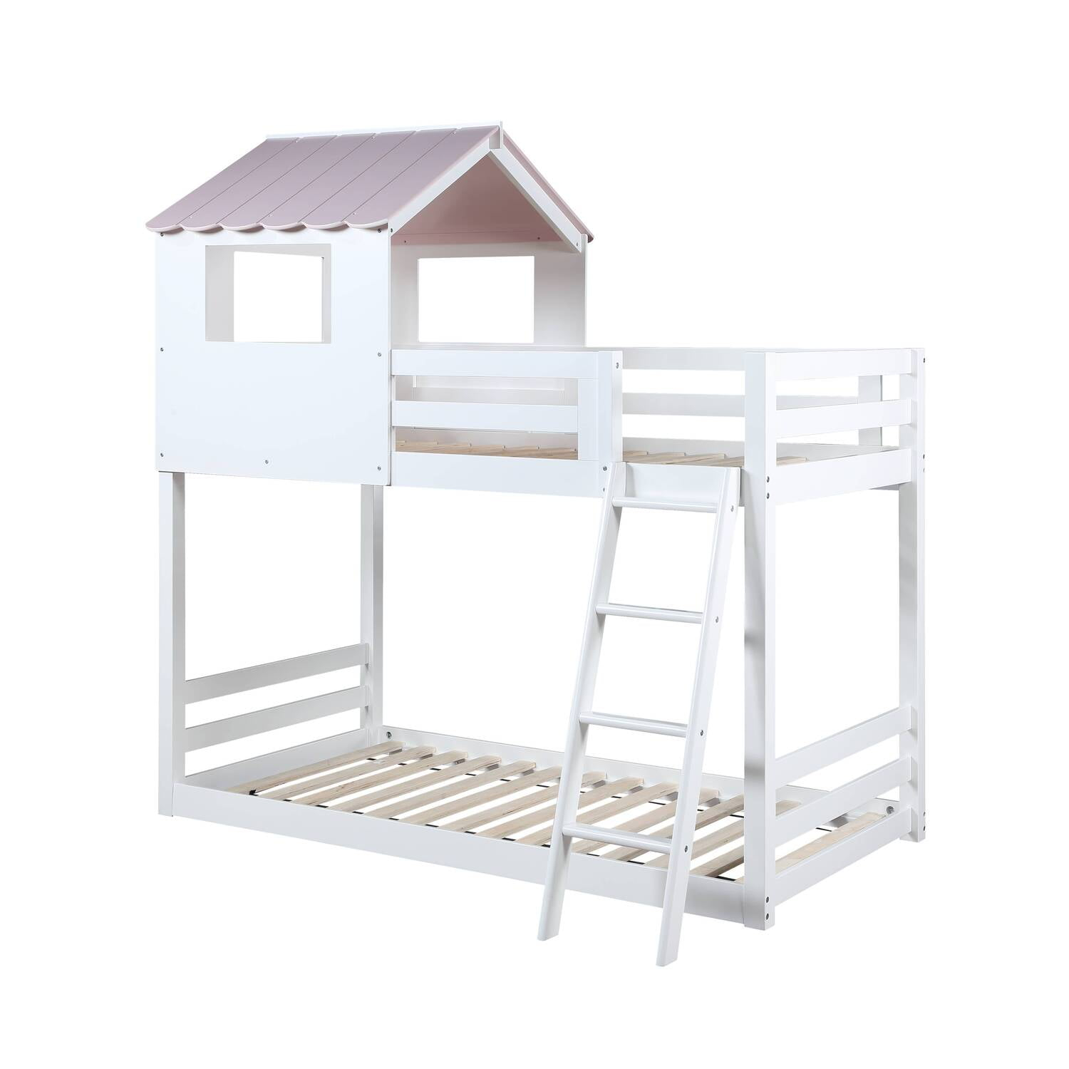 Acme Solenne T T Bunk Bed In White & Pink Finish - Walmart.com throughout The craftsmanship behind ACME Cedro T/T bunk bed with weathered white finish