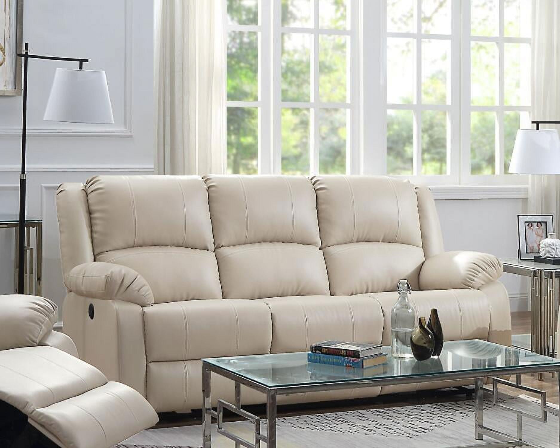 Acme Zuriel Power Motion Sofa, Beige Pu 54610 - Walmart.com in Acme Pacific Palisades Sofa In Beige Leather