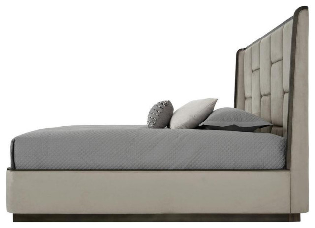 Aico Amini Roxbury Park Cal King Multi-Panel Platform Bed In Slate ... intended for Roxbury Park Velvet Sofa - Steel/Slate