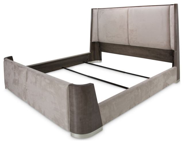 Aico Amini Roxbury Park E King Dual-Panel Platform Bed In Slate Velvet ... intended for Transforming Your Home Interior with the Roxbury Park Velvet Sofa Experience