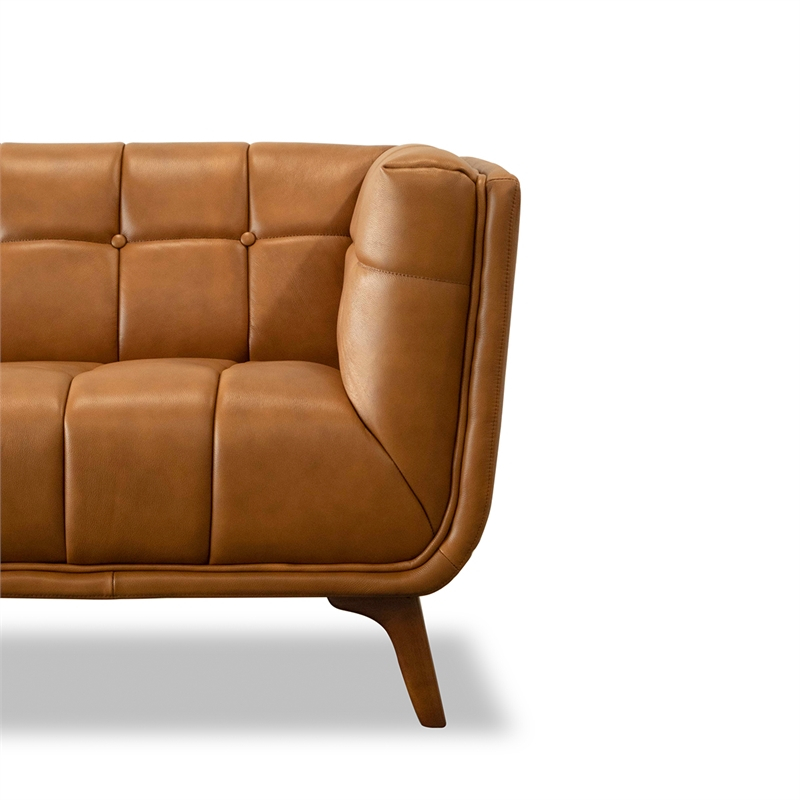 Allen Mid-Century Modern Tufted Back Genuine Leather Sofa In Tan ... within The Evolution of American Furniture Design from the 1950s
